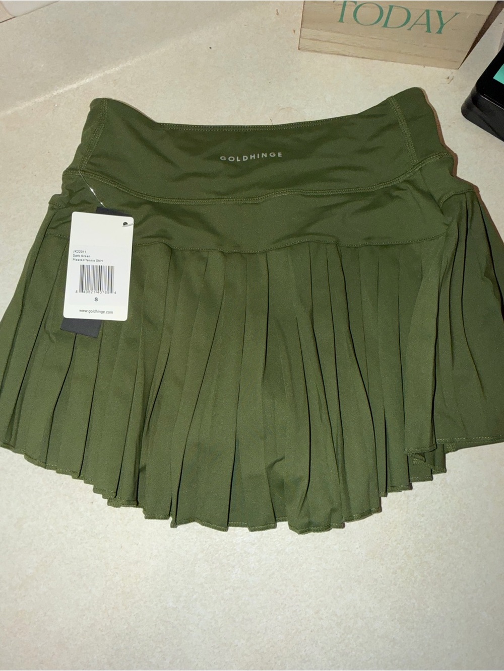 Gold hinge small skirt dark GREEN PLEATED TENNIS SKIRT $58 retail
